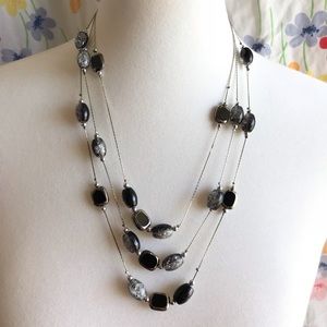 Beautiful Black Silver Layered Necklace